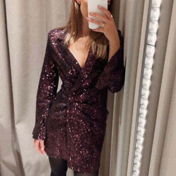 Zara Sequin Blazer Dress - Picture 3 of 7